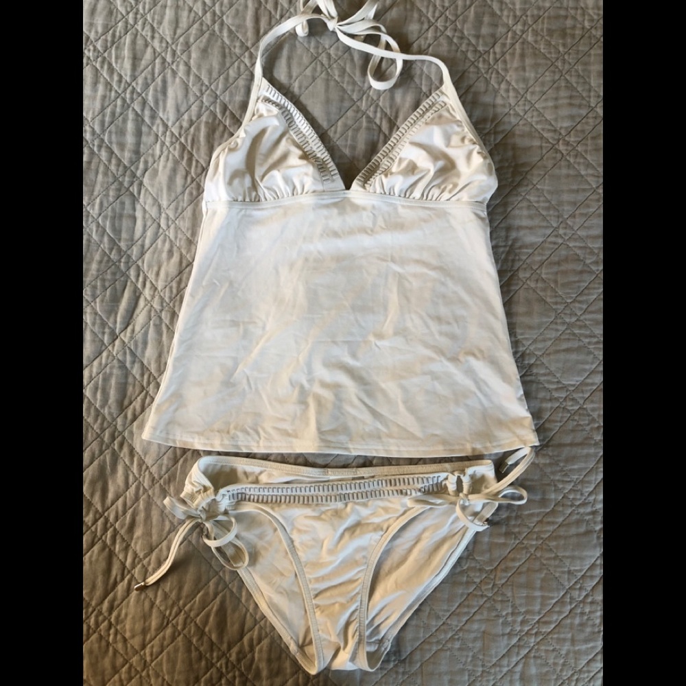 Calvin Klein sleek tankini swimsuit w/ metal trim